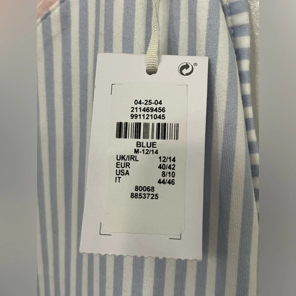 Primark Cares Striped Blue & White V-Neck Cami with Pink Trim, size medium, new!